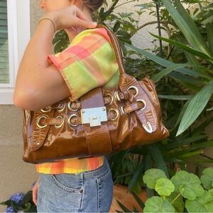 Jimmy Choo Vintage Dark Tan Shoulder Bag with Gold Hardware